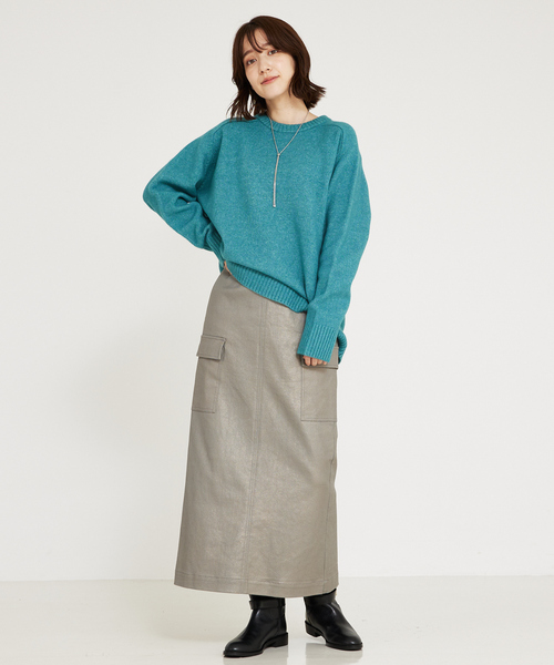 abahouse mavie（アバハウスマヴィ）の「箔プリント&綿ストレッチカーゴスカート（スカート・レディース・シルバー/ゴールド/ネイビー/カーキ/ブロンズ・36/38/40）」の20枚目の写真