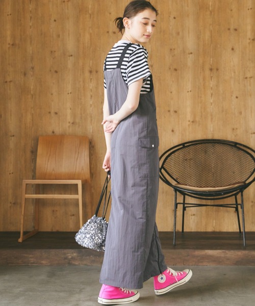 Birthday room（バースデイルーム）の「フロントジップミリタリージャンパースカート/ワンピース（ジャンパースカート・レディース・チャコールグレー/アイボリー・FREE）」の10枚目の写真