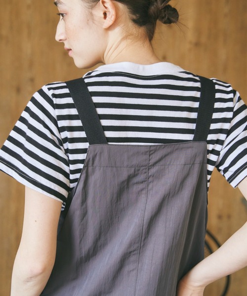 Birthday room（バースデイルーム）の「フロントジップミリタリージャンパースカート/ワンピース（ジャンパースカート・レディース・チャコールグレー/アイボリー・FREE）」の17枚目の写真