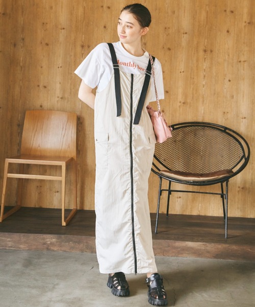 Birthday room（バースデイルーム）の「フロントジップミリタリージャンパースカート/ワンピース（ジャンパースカート・レディース・チャコールグレー/アイボリー・FREE）」の14枚目の写真