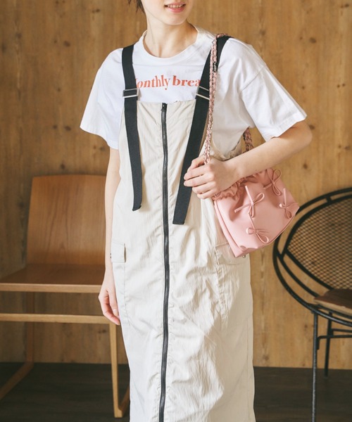 Birthday room（バースデイルーム）の「フロントジップミリタリージャンパースカート/ワンピース（ジャンパースカート・レディース・チャコールグレー/アイボリー・FREE）」の12枚目の写真