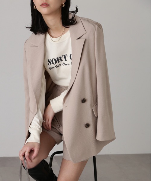 FREE'S MART（フリーズマート）の「気流染めダブルジャケット（テーラードジャケット・レディース・ベージュ/ライトグレー/ベージュ系その他/ライトグリーン・SMALL/MEDIUM）」の20枚目の写真