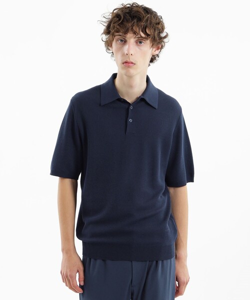 MACKINTOSH PHILOSOPHY(マッキントッシュ フィロソフィー)の「フラッフィーニット 半袖ニットポロ(ポロシャツ・メンズ・ブラック/ホワイト/ダークネイビー・38/40)」の3枚目の写真