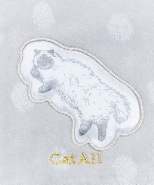 NC:カワムラオリエ CAT ALL ネコ プリントアップリケハンカチ