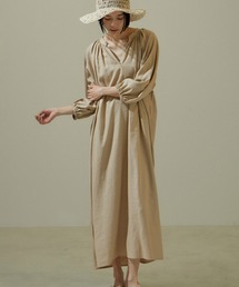 【WEB限定】レーヨン麻スキッパーギャザーワンピース/24SS