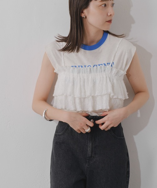 Kastane（カスタネ）の「レースフリルビスチェ（キャミソール・レディース・レッド/アイボリー/ブルー・FREE）」の4枚目の写真