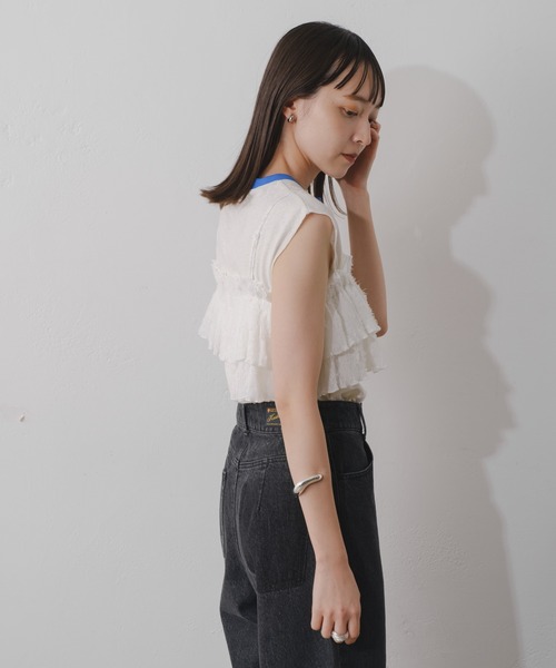 Kastane（カスタネ）の「レースフリルビスチェ（キャミソール・レディース・レッド/アイボリー/ブルー・FREE）」の6枚目の写真