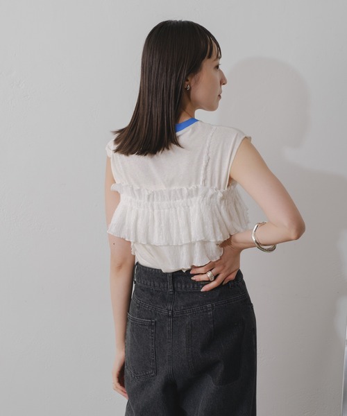 Kastane（カスタネ）の「レースフリルビスチェ（キャミソール・レディース・レッド/アイボリー/ブルー・FREE）」の7枚目の写真