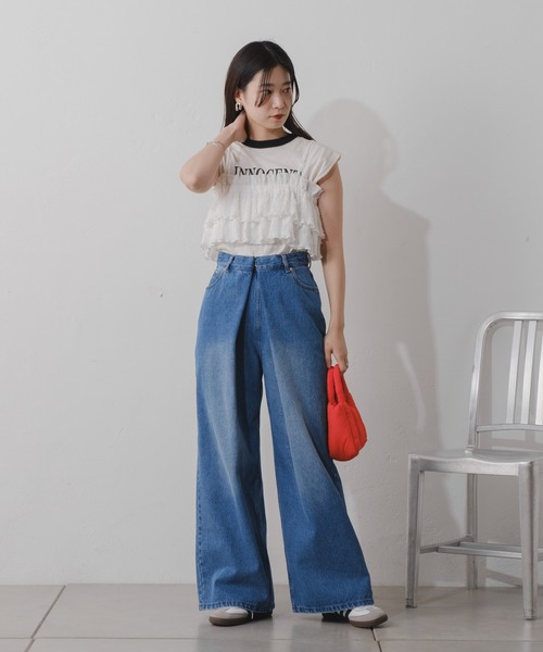 Kastane（カスタネ）の「レースフリルビスチェ（キャミソール・レディース・レッド/アイボリー/ブルー・FREE）」の13枚目の写真