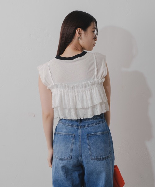 Kastane（カスタネ）の「レースフリルビスチェ（キャミソール・レディース・レッド/アイボリー/ブルー・FREE）」の12枚目の写真