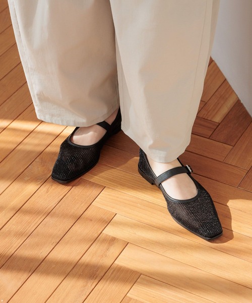 apart by lowrys.  メッシュフラットパンプス　ゴールド　ゴールド A part by（アパートバイ）の「メッシュフラットパンプス