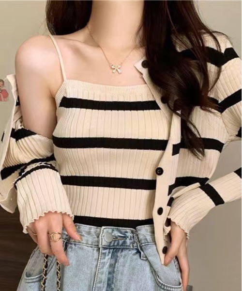 セール】ボーダー ニット アンサンブル（ニット/セーター