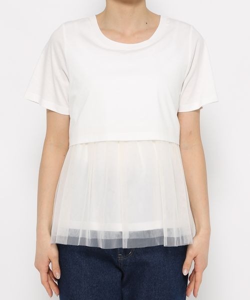 Andemiu(アンデミュウ)の「チュールカサネT111582(Tシャツ/カットソー・レディース・オフホワイト/ブラック/グリーン・FREE)」の12枚目の写真