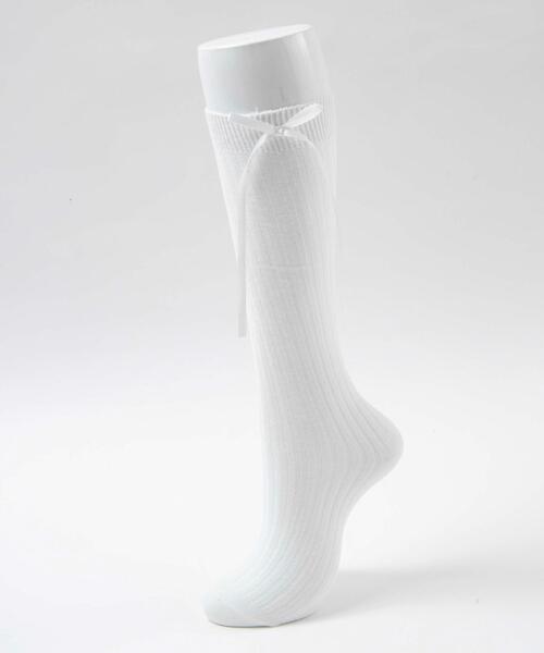 WEGO（ウィゴー）の「WEGO/リボンリブハイソックス（ソックス/靴下・レディース・ブラック/ホワイト/グレー・23-25cm）」の5枚目の写真