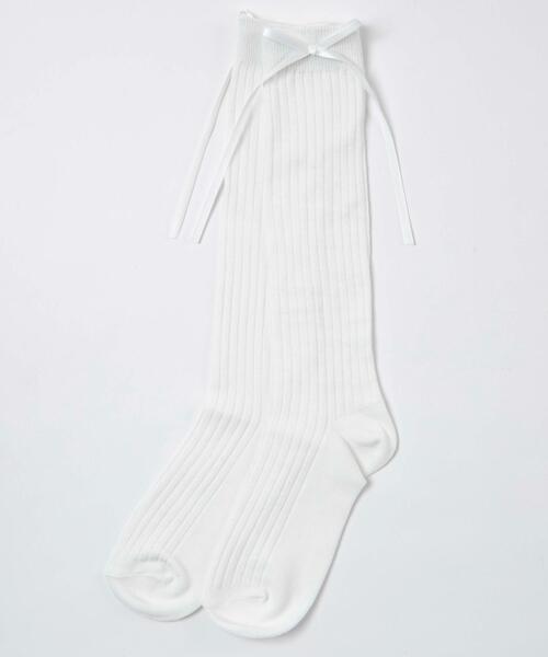 WEGO（ウィゴー）の「WEGO/リボンリブハイソックス（ソックス/靴下・レディース・ブラック/ホワイト/グレー・23-25cm）」の7枚目の写真