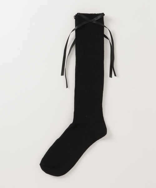 WEGO（ウィゴー）の「WEGO/リボンリブハイソックス（ソックス/靴下・レディース・ブラック/ホワイト/グレー・23-25cm）」の9枚目の写真