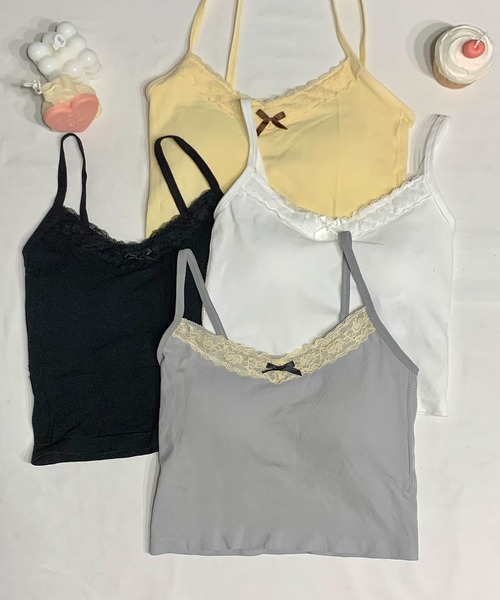 SHEPP(シープ)の「【カップ付き】リボン付き フリルカップ付き リブキャミソール(キャミソール・レディース・ホワイト/グレー/アイボリー/ブラック・F)」の18枚目の写真