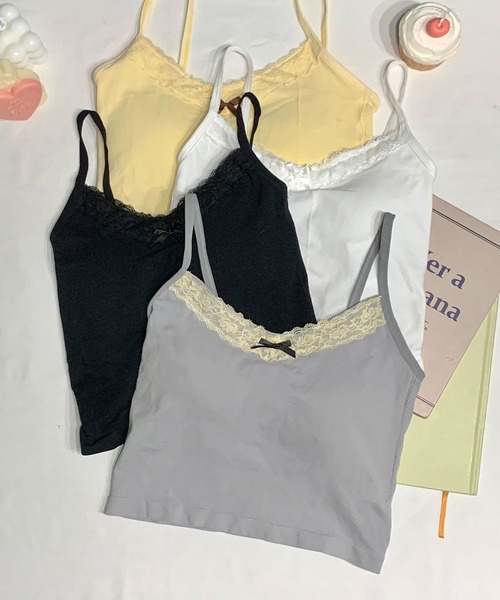 SHEPP(シープ)の「【カップ付き】リボン付き フリルカップ付き リブキャミソール(キャミソール・レディース・ホワイト/グレー/アイボリー/ブラック・F)」の19枚目の写真