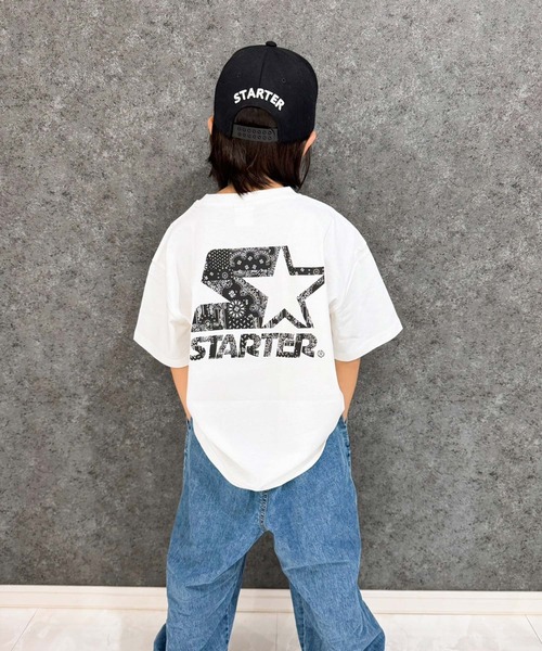 STARTER(スターター)の「STARTER オーバーサイズ プリントT(Tシャツ/カットソー・キッズ・ホワイト系/ホワイト系1/ホワイト系2/グレー系/ブラック系1/グレー系1/ダークグリーン系/ブラック系/チャコール/ネイビー/パープル/オレンジ/ブラック/オフホワイト/杢グレー/ダークグリーン・140cm/150cm/160cm/130cm/110cm/120cm)」の3枚目の写真