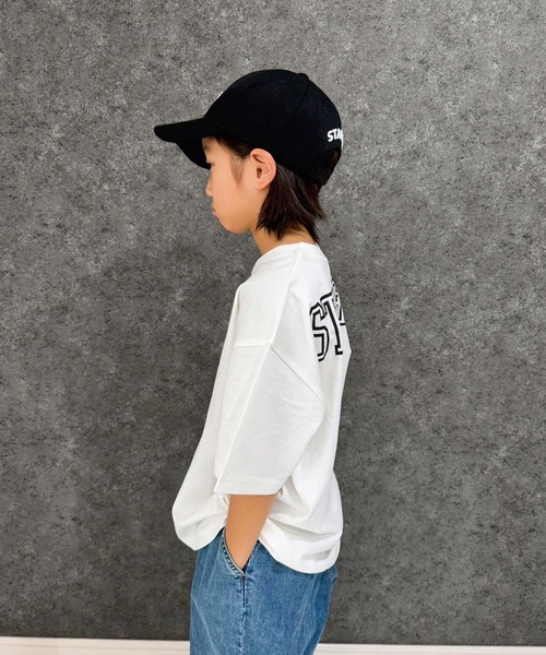 STARTER(スターター)の「STARTER オーバーサイズ プリントT(Tシャツ/カットソー・キッズ・ホワイト系/ホワイト系1/ホワイト系2/グレー系/ブラック系1/グレー系1/ダークグリーン系/ブラック系/チャコール/ネイビー/パープル/オレンジ/ブラック/オフホワイト/杢グレー/ダークグリーン・140cm/150cm/160cm/130cm/110cm/120cm)」の19枚目の写真