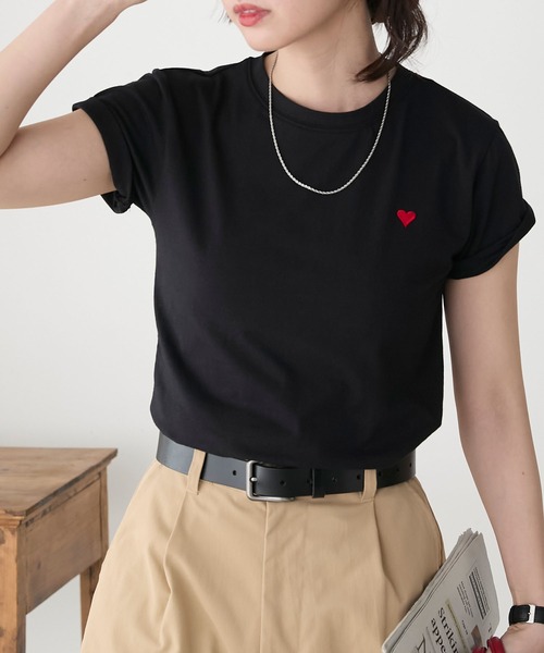 BONLECILL(ボンルシール)の「ハート刺繍/箔プリント アソートTEE(Tシャツ/カットソー・レディース・ブラック系1/ブラック系2/オフホワイト/ホワイト系2/ホワイト系1/ブラック・FREE)」の12枚目の写真