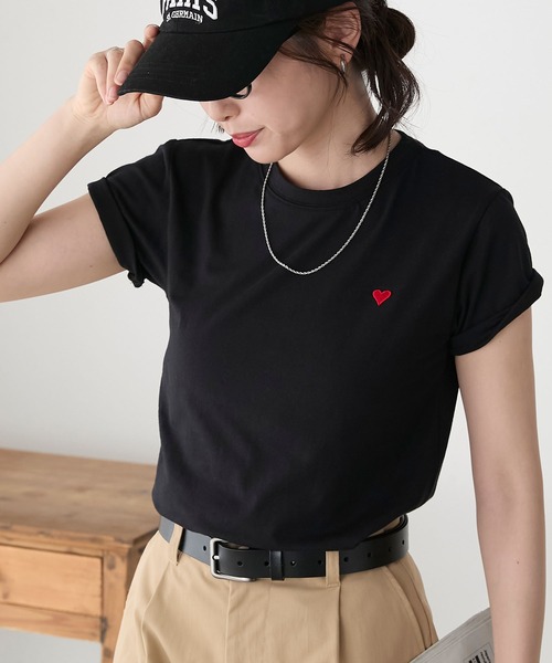 BONLECILL(ボンルシール)の「ハート刺繍/箔プリント アソートTEE(Tシャツ/カットソー・レディース・ブラック系1/ブラック系2/オフホワイト/ホワイト系2/ホワイト系1/ブラック・FREE)」の13枚目の写真