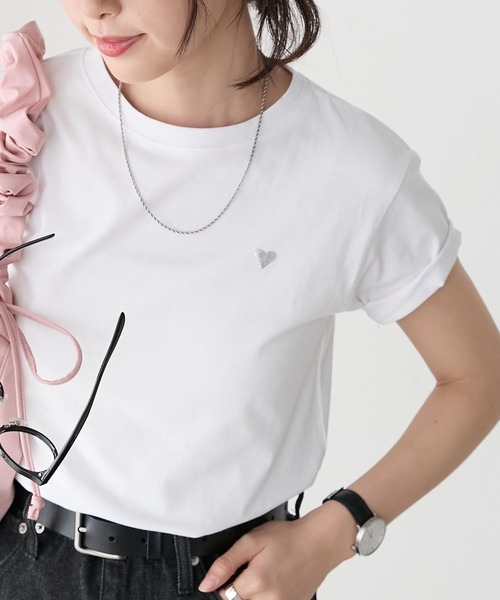 BONLECILL(ボンルシール)の「ハート刺繍/箔プリント アソートTEE(Tシャツ/カットソー・レディース・ブラック系1/ブラック系2/オフホワイト/ホワイト系2/ホワイト系1/ブラック・FREE)」の21枚目の写真