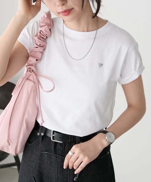 BONLECILL(ボンルシール)の「ハート刺繍/箔プリント アソートTEE(Tシャツ/カットソー・レディース・ブラック系1/ブラック系2/オフホワイト/ホワイト系2/ホワイト系1/ブラック・FREE)」の22枚目の写真