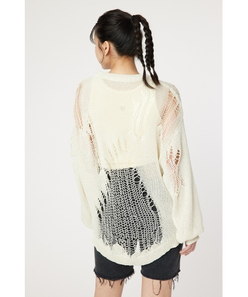 RODEO CROWNS WIDE BOWL（ロデオクラウンズワイドボウル）の「ダメージニットトップス（ニット/セーター・レディース・ターコイズブルー/アイボリー/ブラック・FREE）」の11枚目の写真