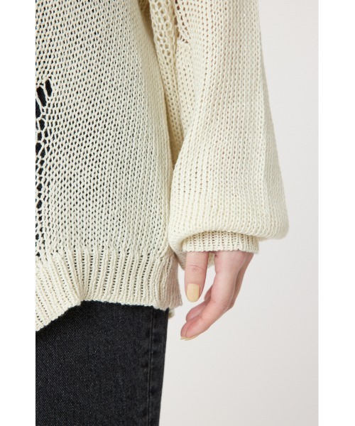 RODEO CROWNS WIDE BOWL（ロデオクラウンズワイドボウル）の「ダメージニットトップス（ニット/セーター・レディース・ターコイズブルー/アイボリー/ブラック・FREE）」の5枚目の写真