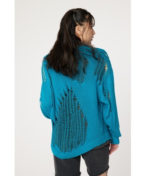 RODEO CROWNS WIDE BOWL（ロデオクラウンズワイドボウル）の「ダメージニットトップス（ニット/セーター・レディース・ターコイズブルー/アイボリー/ブラック・FREE）」の17枚目の写真