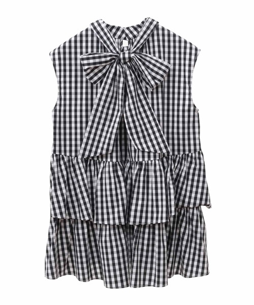 31 Sons de mode(トランテアン ソン ドゥ モード)の「ティアードフリルチュニック(シャツ/ブラウス・レディース・ブラック×ホワイト/ピンク/ブラック/オフホワイト・36)」の12枚目の写真