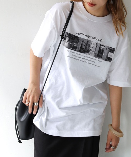 HER CLOSET(ハークローゼット)の「 【HER CLOSET】累計1万枚販売突破!!WEB限定フォトプリントロゴTシャツ WEB LIMITED PHOTO PRINT LOGO T-SHIRT(Tシャツ/カットソー・レディース・オフホワイト/ホワイト系その他/ブラック・S/M/L)」の9枚目の写真