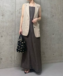 リネンストライプホルターワンピース