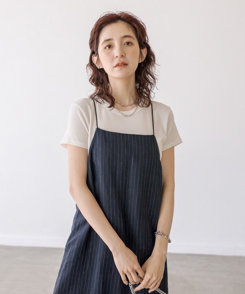 RIVE DROITE(リヴドロワ)の「リネンストライプホルターワンピース(ワンピース・レディース・ネイビー/ブラウン・FREE)」の18枚目の写真