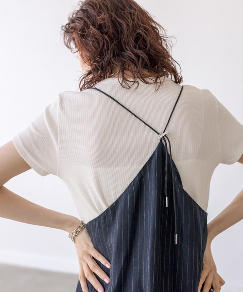 RIVE DROITE(リヴドロワ)の「リネンストライプホルターワンピース(ワンピース・レディース・ネイビー/ブラウン・FREE)」の15枚目の写真