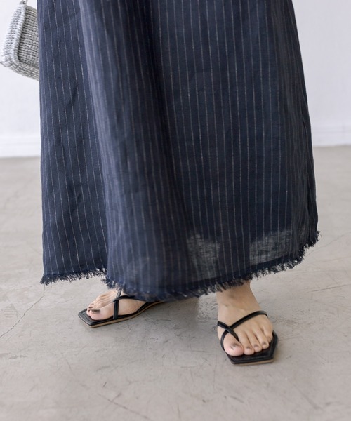 RIVE DROITE(リヴドロワ)の「リネンストライプホルターワンピース(ワンピース・レディース・ネイビー/ブラウン・FREE)」の14枚目の写真