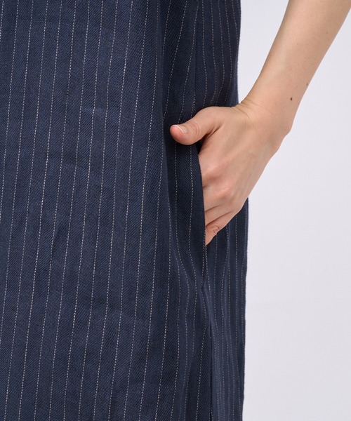 RIVE DROITE(リヴドロワ)の「リネンストライプホルターワンピース(ワンピース・レディース・ネイビー/ブラウン・FREE)」の5枚目の写真