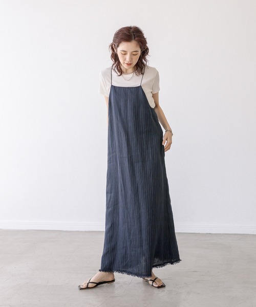 RIVE DROITE(リヴドロワ)の「リネンストライプホルターワンピース(ワンピース・レディース・ネイビー/ブラウン・FREE)」の21枚目の写真