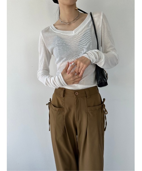 DRWCYS（ドロシーズ）の「バックオープンシアーカットソー（Tシャツ/カットソー・レディース・ホワイト/ブラック・FREE）」の3枚目の写真