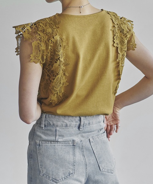 Fizz(フィズ)の「【Fizz/フィズ】 レースフレンチスリーブTee(Tシャツ/カットソー・レディース・ホワイト/ブラック/マスタード/グレイッシュベージュ・M)」の17枚目の写真