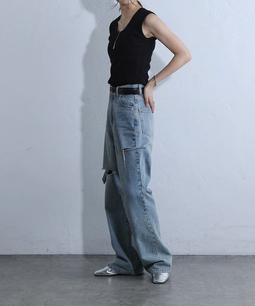 COLONY 2139（コロニートゥーワンスリーナイン）の「テレコUネックノースリーブ（タンクトップ・レディース・ライトグレー/ブラック/オフホワイト・SMALL/MEDIUM）」の22枚目の写真