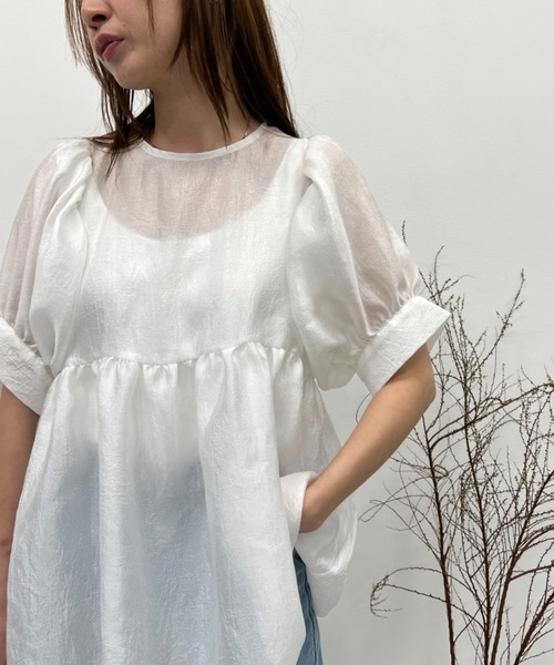 y/m(イム)の「シアーワッシャーペプラムトップス(シャツ/ブラウス・レディース・ブラック/オフホワイト・FREE)」の13枚目の写真