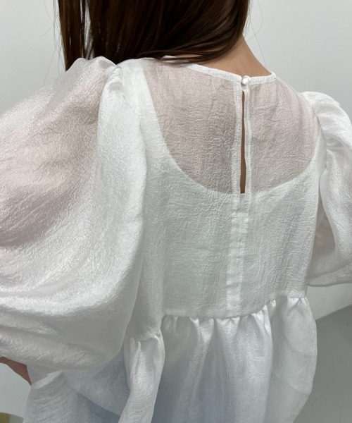 y/m(イム)の「シアーワッシャーペプラムトップス(シャツ/ブラウス・レディース・ブラック/オフホワイト・FREE)」の6枚目の写真