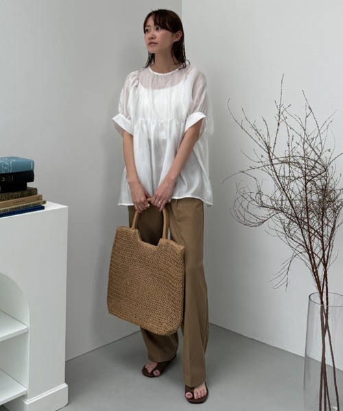 y/m(イム)の「シアーワッシャーペプラムトップス(シャツ/ブラウス・レディース・ブラック/オフホワイト・FREE)」の22枚目の写真