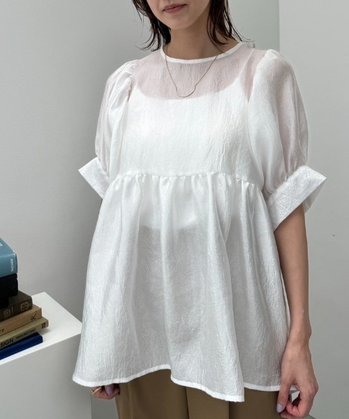 y/m(イム)の「シアーワッシャーペプラムトップス(シャツ/ブラウス・レディース・ブラック/オフホワイト・FREE)」の20枚目の写真