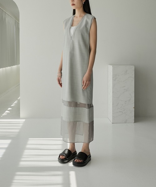 グレー ワンピース / LE CIEL BLEU LE CIEL BLUE グレーワンピース ルシェルブルー サマードレス ネイビー