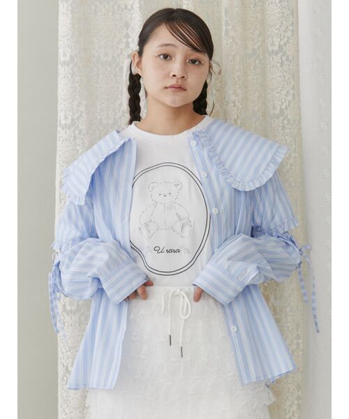 merry jenny（メリージェニー）の「fleeting bear Tシャツ（Tシャツ/カットソー・レディース・グレー/オフホワイト/ピンク・FREE）」の4枚目の写真