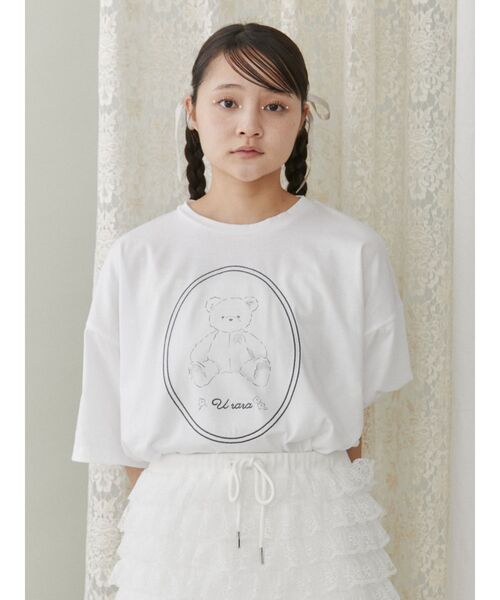 merry jenny（メリージェニー）の「fleeting bear Tシャツ（Tシャツ/カットソー・レディース・グレー/オフホワイト/ピンク・FREE）」の5枚目の写真