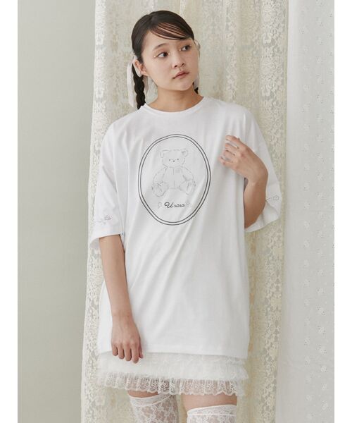 merry jenny（メリージェニー）の「fleeting bear Tシャツ（Tシャツ/カットソー・レディース・グレー/オフホワイト/ピンク・FREE）」の6枚目の写真